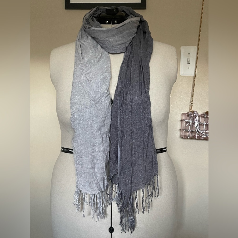 3/$15 Blue-Gray Ombre Scarf with Fringe